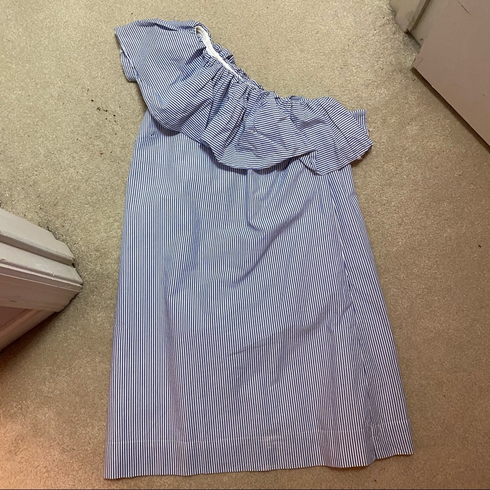 One Shoulder Striped Shift Dress